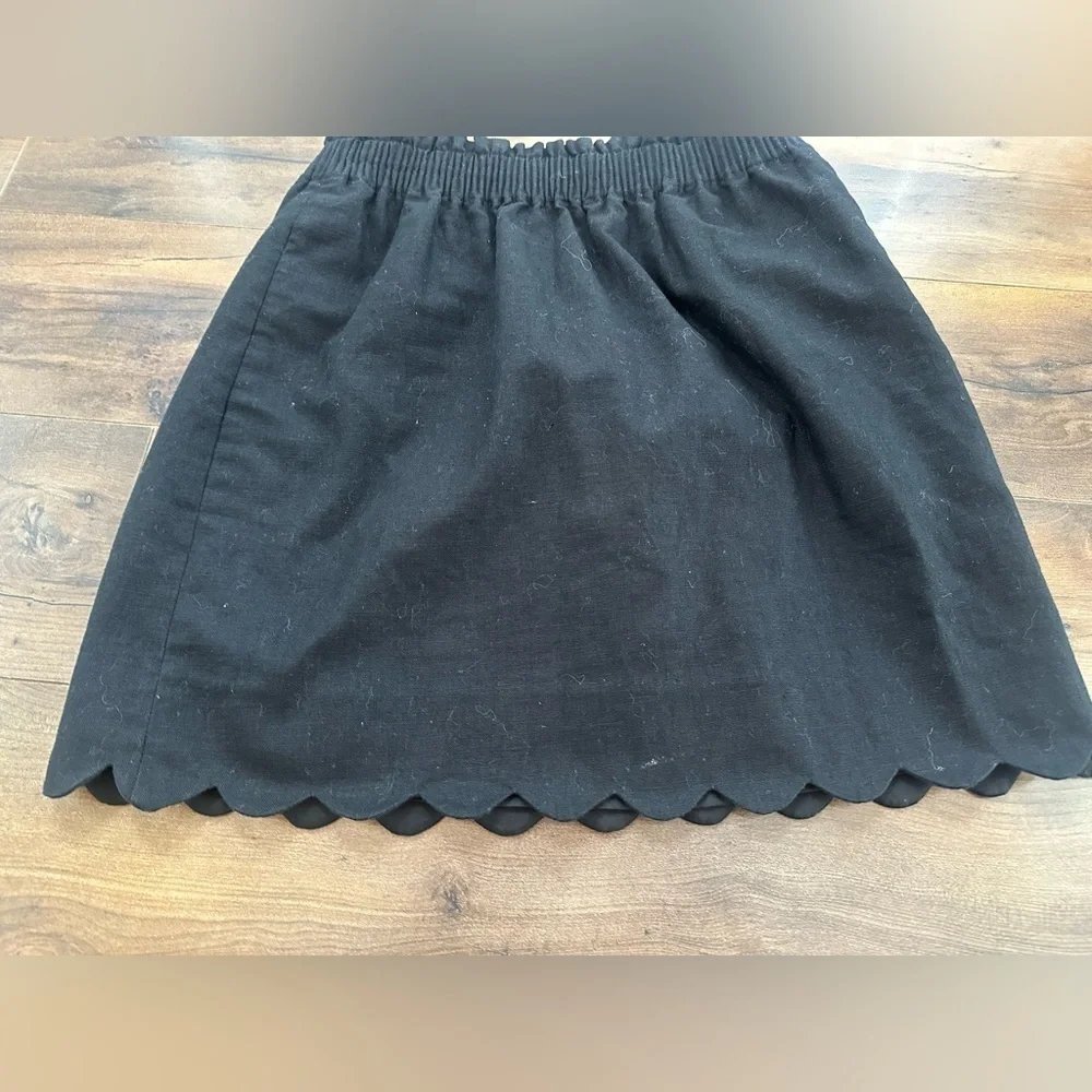 J.Crew Black Scalloped Mini Skirt Elastic Waist Classic Chic Size 0